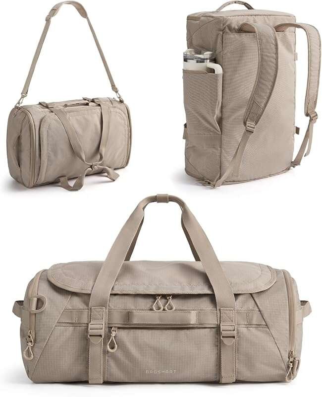 BAGSMART 4-IN-1 Water-Resistant Duffle Bag with Shoes Compartment and Wet Pocket for Travel and Gym