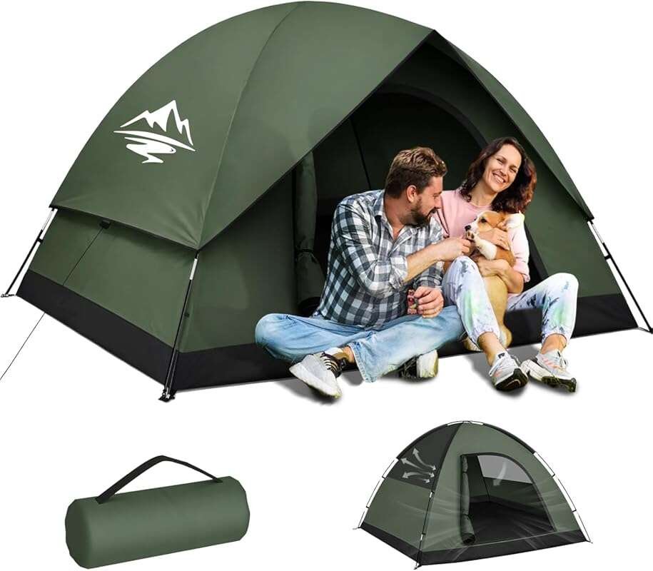 Portable 2/3 Person Camping Tent with Rainfly, Waterproof & Windproof