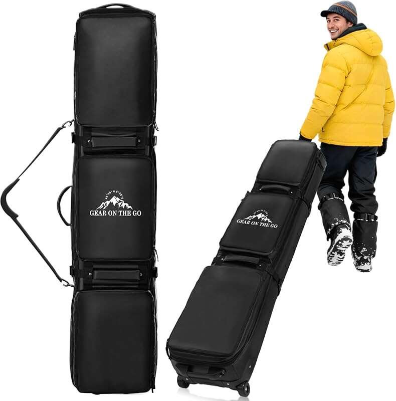 Rolling Ski Bag with Wheels for Air Travel, 900D Padded 155-185CM Ski