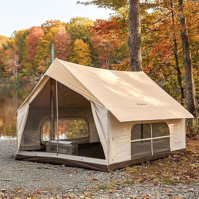 KingCamp Canvas Hot Tent for 6-8 People with Stove Jack, Waterproof an