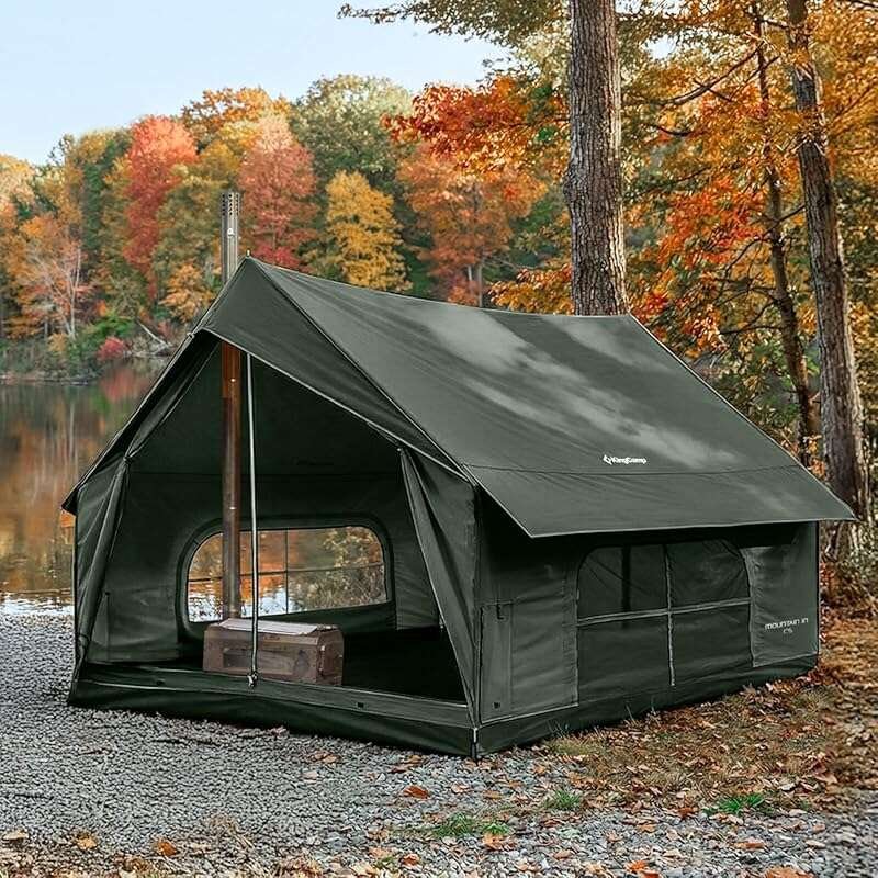KingCamp 6-8 Person Camping Tent - Waterproof, Windproof Canvas Hot Te