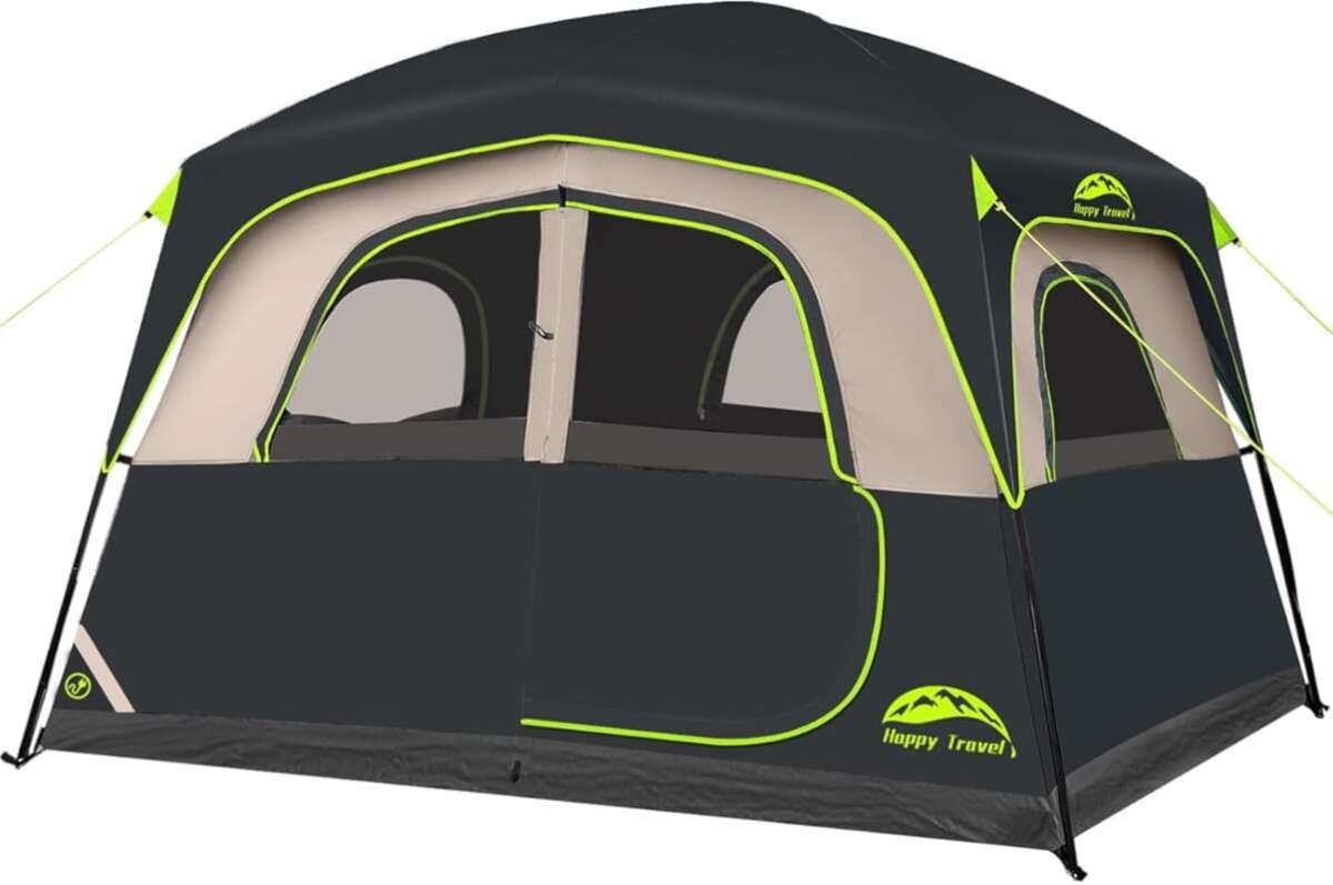 Happy Travel 6-Person Blackout Camping Tent, Portable, Easy Setup, Wat