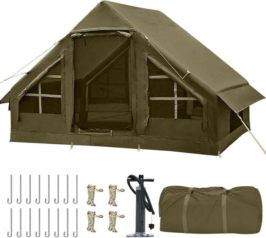 Easy Blow-Up Inflatable Tent with Hand Pump, 4 Seasons Waterproof for 