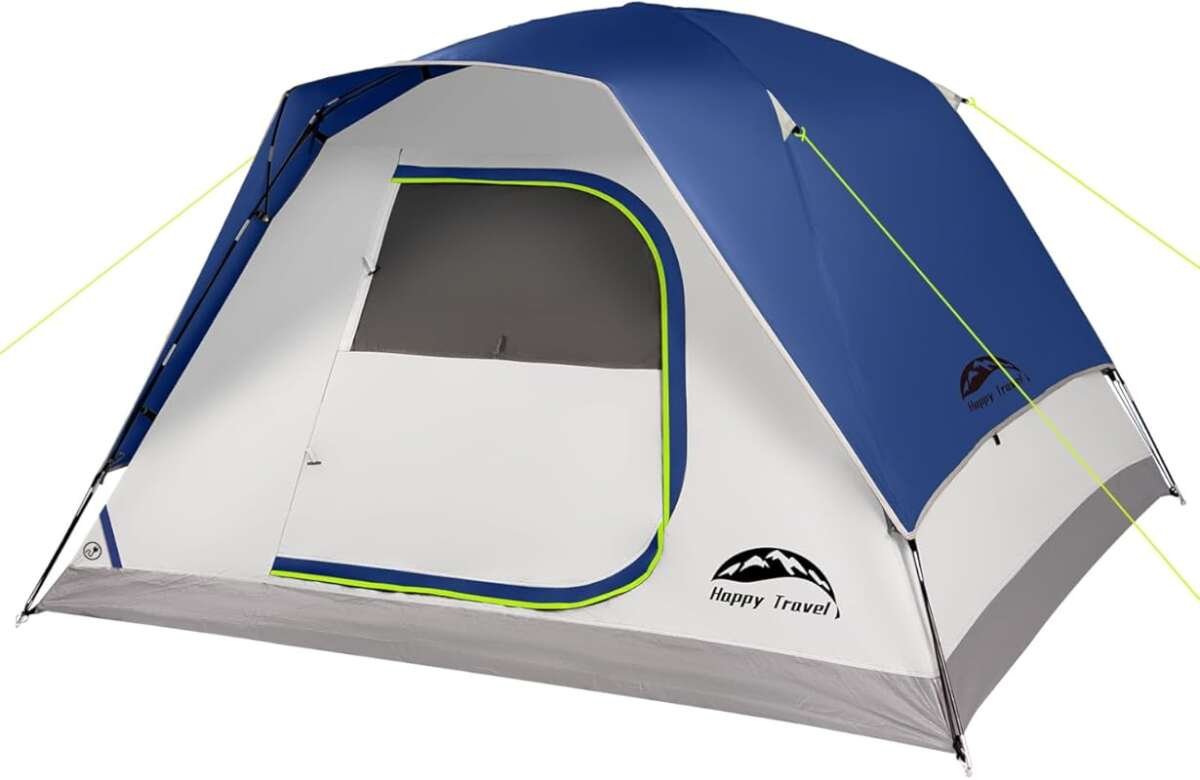 Spacious 4-Person Waterproof Dome Tent with Rainfly & Mesh Windows