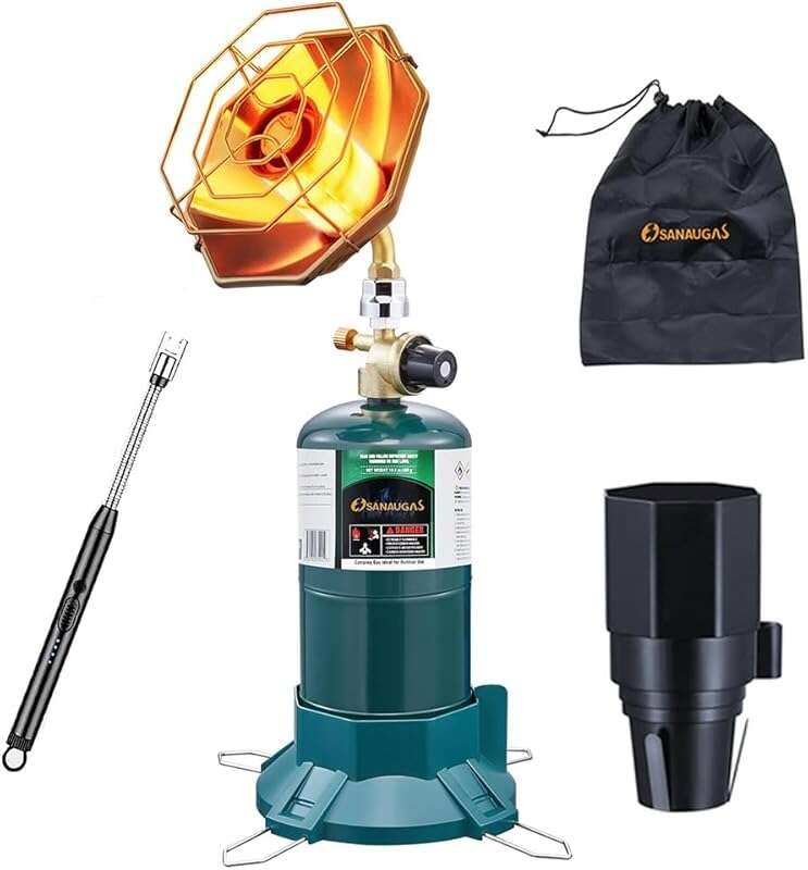 6200 BTU Portable Propane Camping Heater with Adjustable Flame and Sta