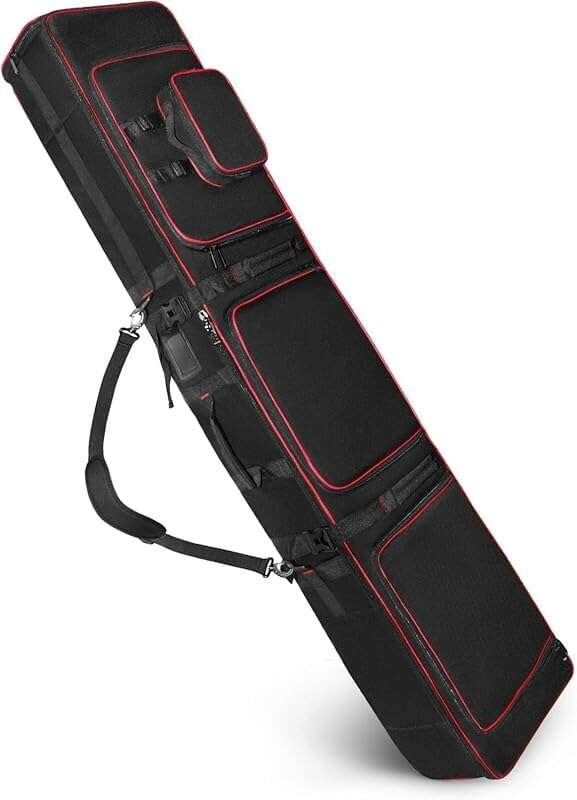 Wheeled Ski Bag with Detachable Boot Pouch, Water-Resistant and Padded