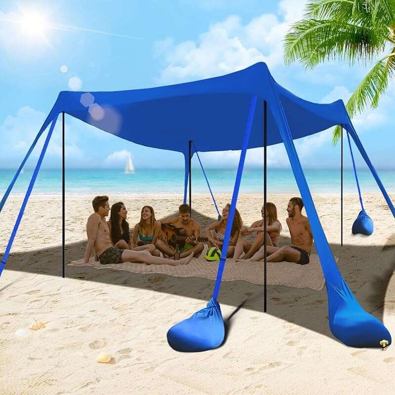 Besuhot 10x10FT Beach Tent with 8 Sandbags and UPF 50+ Protection, Ide