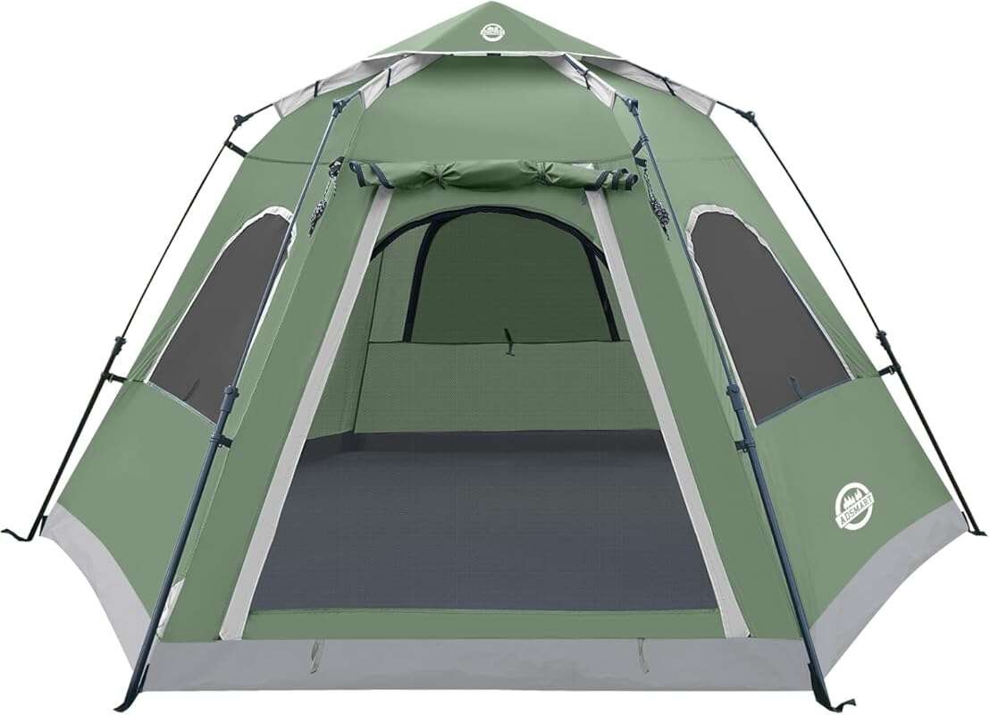 ADSmart 4-Person Waterproof Camping Tent with Easy Setup & Carry Bag f