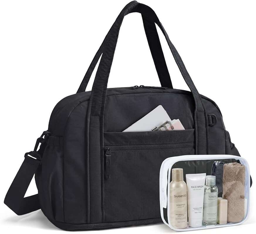 BAGSMART Expandable Travel Bag, 24L Lightweight Gym Tote with Toiletry