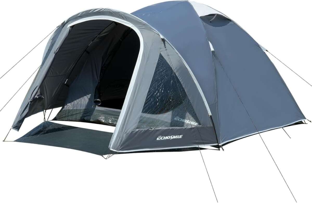 EchoSmile 4-Person Waterproof Family Tent with Vestibule & PVC View Wi