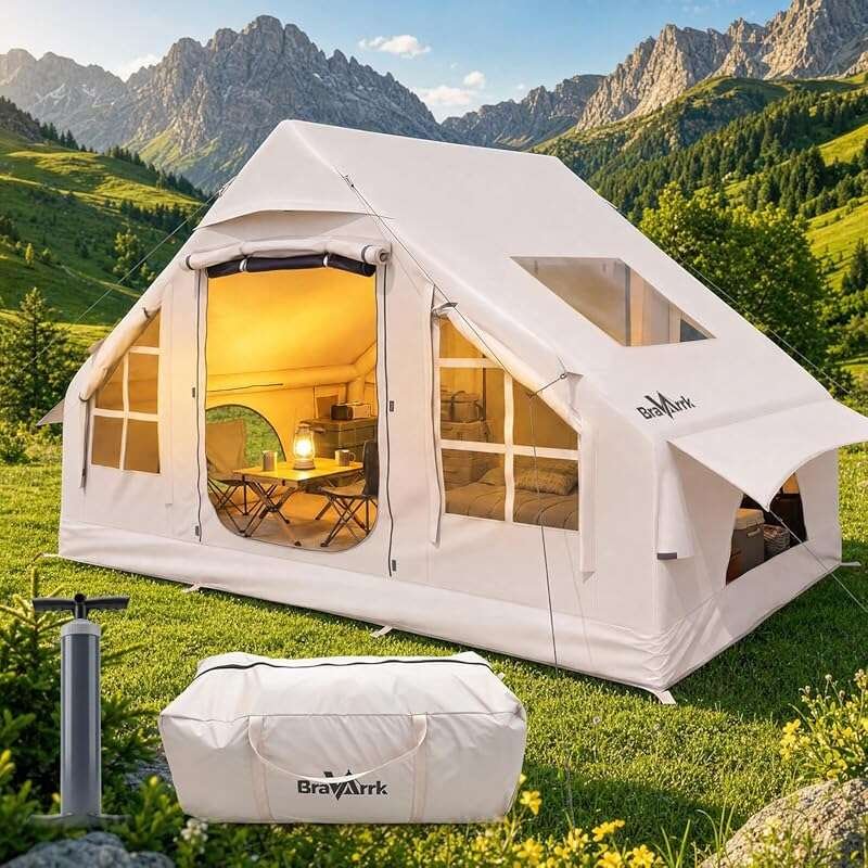 Inflatable Tent with Skylight - Portable 4-6 Person Blow Up Tent with 